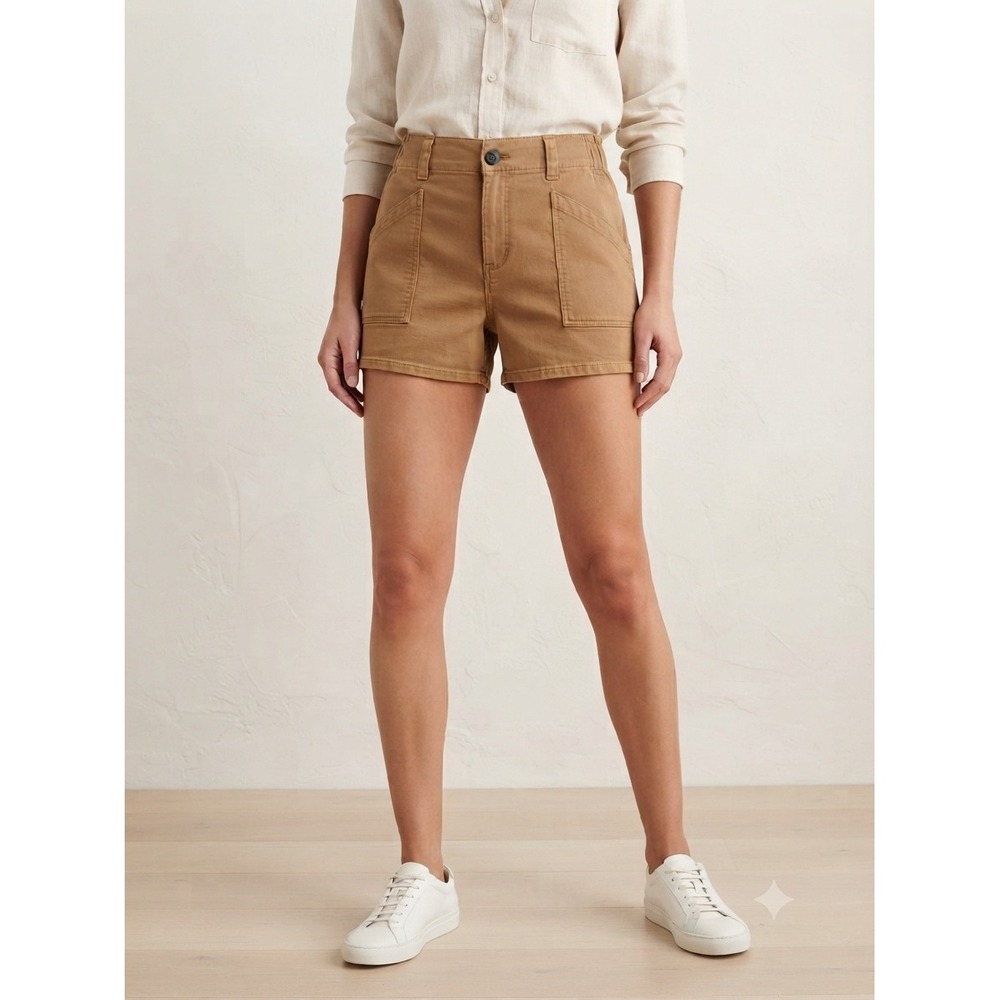 Old Navy Shorts Women M Tan Femme Workwear Miner Gold Utility Cotton Pockets
